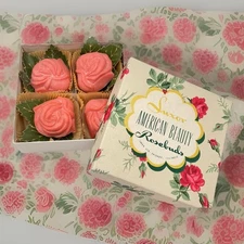 VTG 1930s/1940s Luxor Savon Bar Soap American Beauty USA Pink Rosebuds Box Set