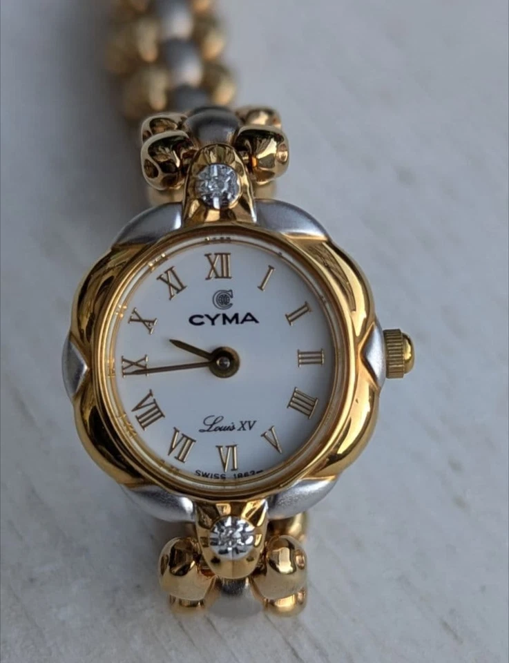 Reloj CYMA Luis XV Damas Oro Dos Tonos Pulsera Diamante 2P Cuarzo Suizo Foto 2 de 4