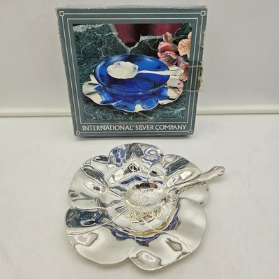 International Silver Botanica Flower Bowl & Spoon   Silverplate   No Glass Liner