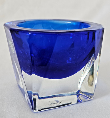 J G Durand Double Cased Cobalt Salt Cellar Signed 24% Lead Crystal France