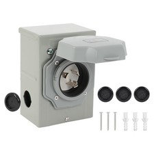 30 Amp Generator Power Inlet Box, NEMA L5-30P Pre-Drilled Power Inlet Plug wi...