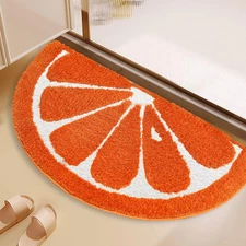 Tapete bano semicircular de antideslizante absorbente lavable peludo naranja