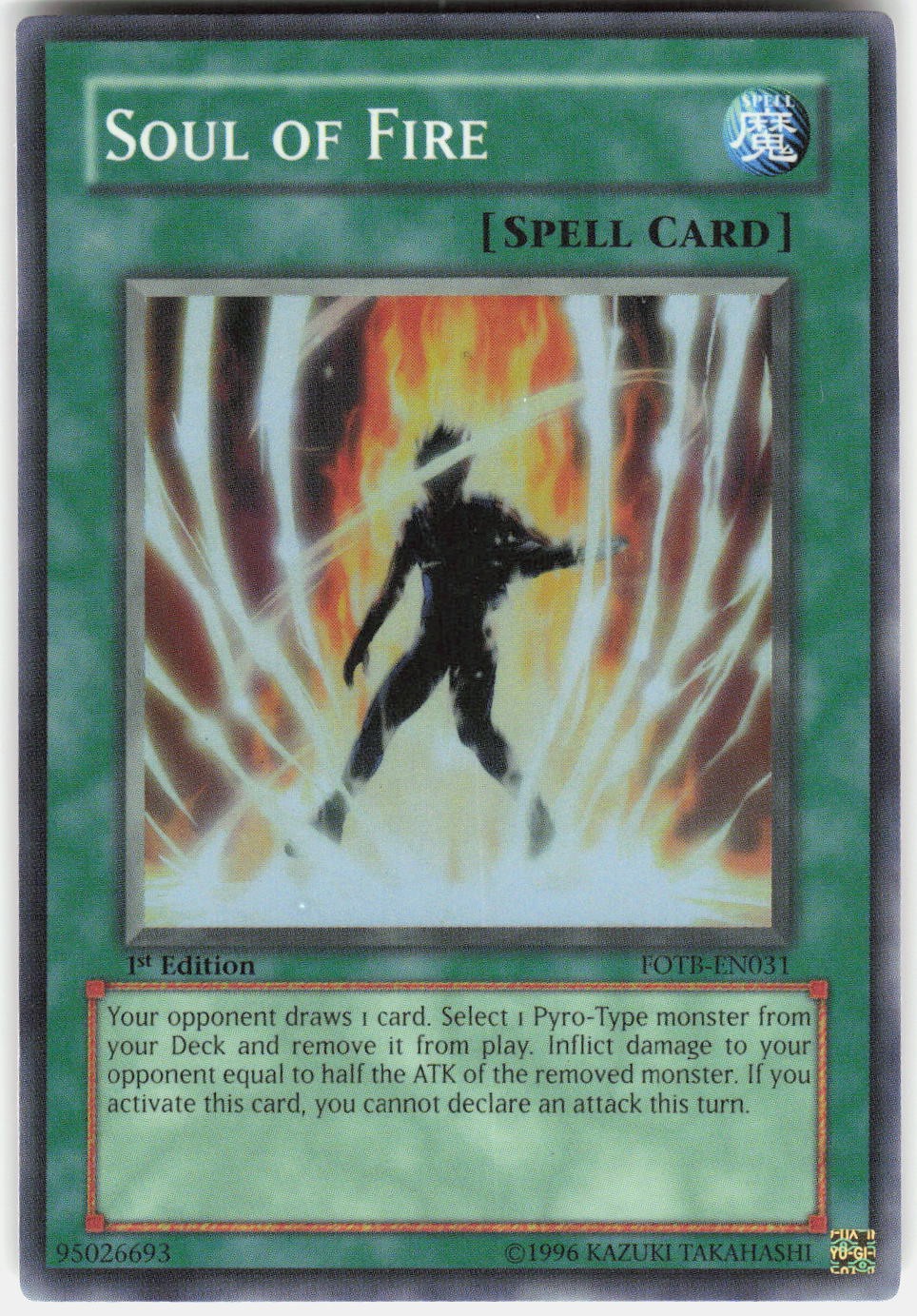 Soul of Fire FOTB-EN031 YuGiOh Force of the Breaker trading card — raw and PSA graded price guide
