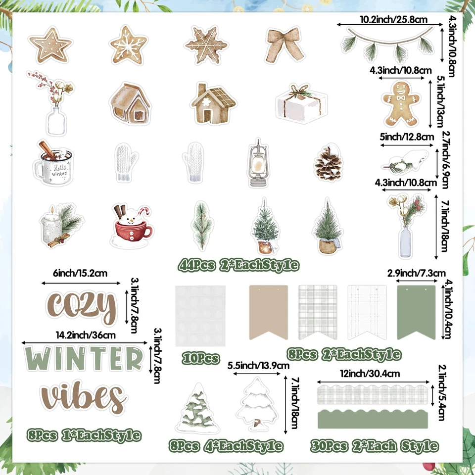 109Pcs Cozy Winter Vibes Bulletin Board Classroom Decoration Set, Christmas S... - Image 2 of 4