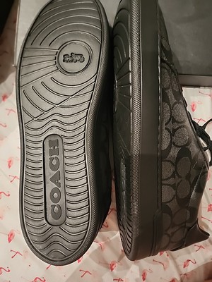 Coach Men's Signature Sneakers Shoes 11 D Black Gray Charcoal