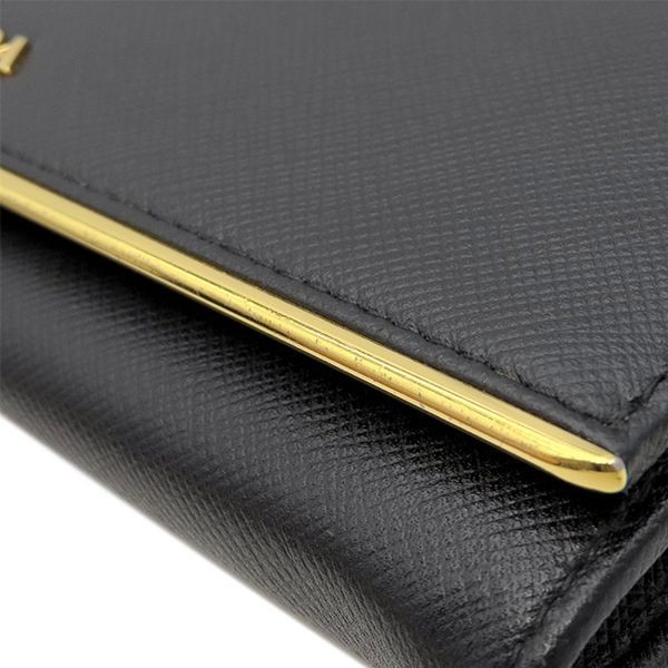 PRADA Long Wallet Logo Plate in Saffiano Nero 7.4*3.5*0.7 inch thumbnail 14