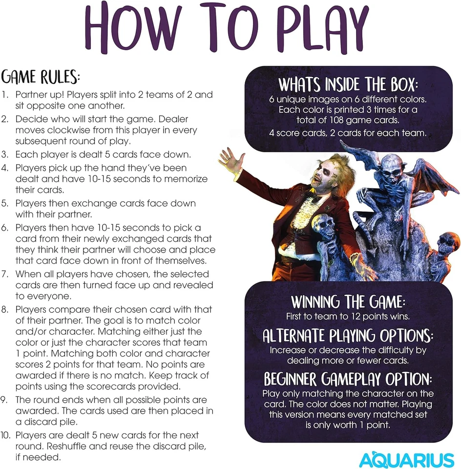 AQUARIUS - Beetlejuice Memory Master Card Game - Image 3 of 4