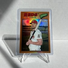 2026 Topps Heritage TJ Friedl Orange Chrome Refractor /25 SP Reds #296