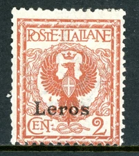 Italy 1912 Leros 2¢ Orange Brown Scott #1 Mint L525