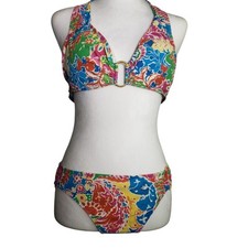 Lauren Ralph Lauren Paisley Halter Style 2 Piece Swim Suite Sz 8