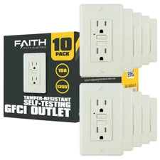 15 Amp 125-Volt GFCI Duplex Outlet, Tamper-Resistant GFI Receptacles with LED In