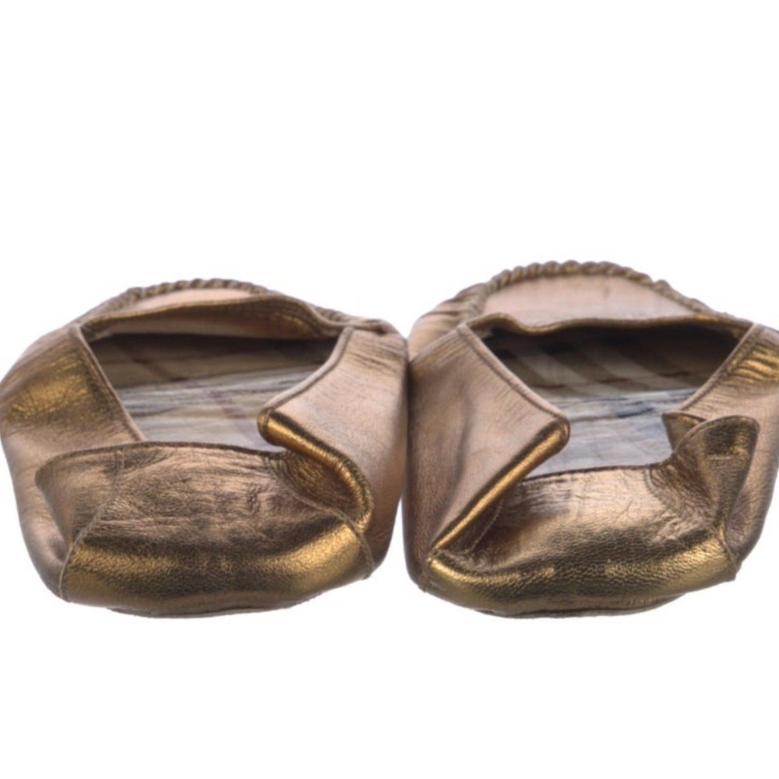 Burberry Metallic Gold Leather Slip on Ballet Moccasins Size 7 thumbnail 4