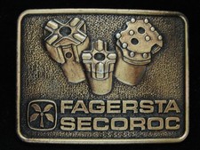 NI07117 NOS VINTAGE 1970s FAGERSTA SECOROC ROCK BITS MINING BELT BUCKLE