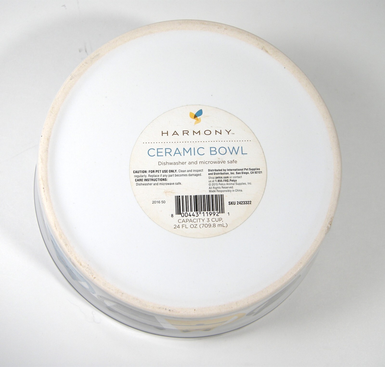 Ceramic Cat Food Bowl Dish Cats and Fish Design