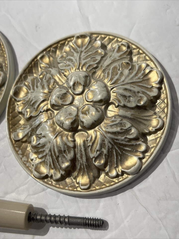 Vintage Drape Tie Backs Hollywood Regency Style Mid Century Gold Floral