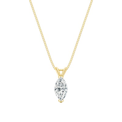 3/4 kt Marquise Lab Created gewachsener Diamant Anhänger Halskette 14 K Gelbgold kostenloser Versand