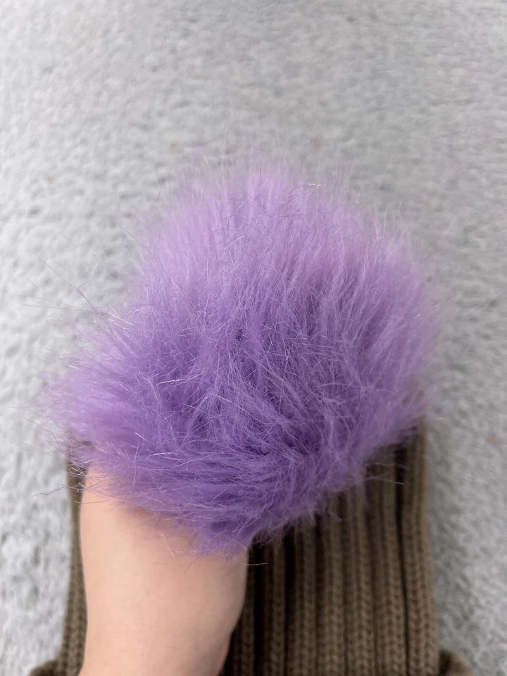 KW моды Toque женщин бежевый серый фиолетовый ребристый вязаный акриловый поли искусственного меха помпон - Изображение 3 из 4