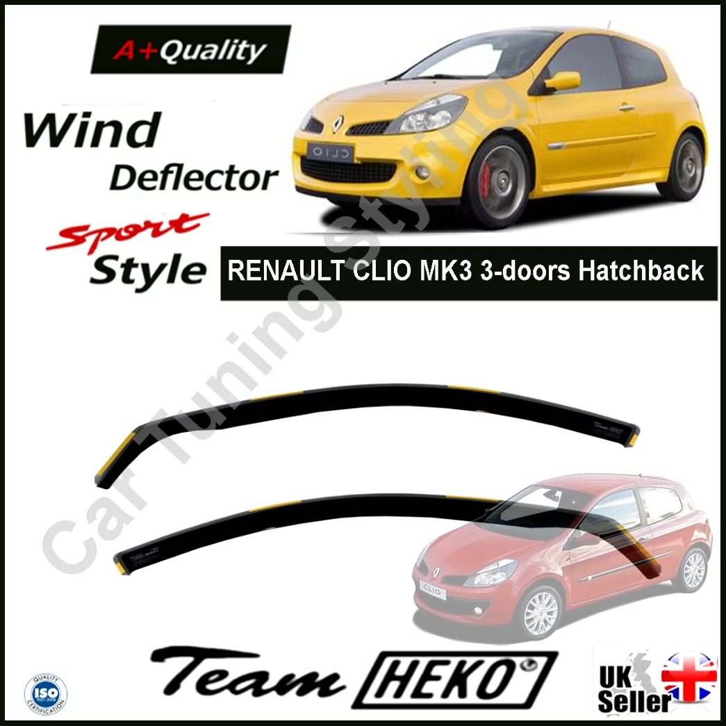 RENAULT CLIO MK3 3 doors Hatchback 2005 2012 Wind Deflectors HEKO