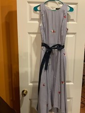 women blue stripes Tahari Arthur S Levine dress size US 12