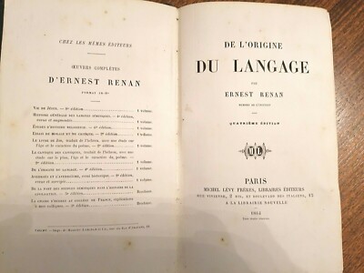 E. Renan.  Vom Ursprung der Sprache.  Herausgegeben von Michel Levy. 1864