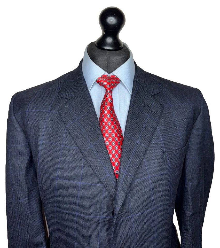 Traje de lujo GEORGE SASTRES LONDRES HECHO A MANO LIENZO COMPLETO AZUL MARINO 42x36x26 Foto 3 de 4