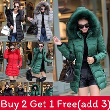 Winter Ladies Puffer Jaet Fur Hooded Padded Quilte Coat Women Long Coat Parka