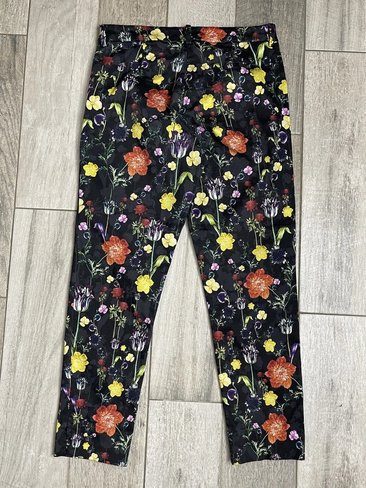 Pantalones florales de pierna recta H&M para mujer talla 10 tiro medio multicolor envío rápido Foto 2 de 4