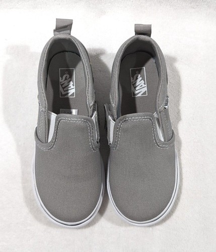 Vans Toddler Boy's Asher V Checker Sidewall Drizzle Grey Skate Shoes-6/7/8/9/10 - 第 2/7 張圖片