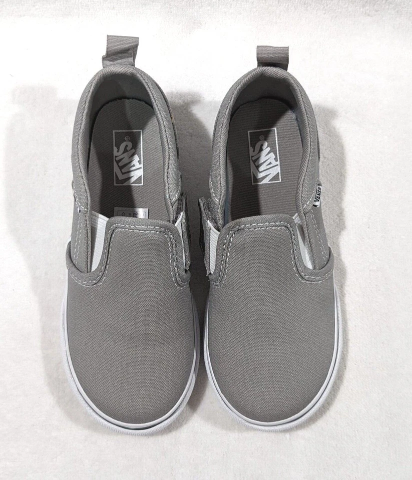 Vans Niños Pequeños Asher V Cuadros Pared Lateral Llovizna Gris Zapatos de Skate-6/7/8/9/10 Foto 2 de 4