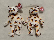 TY Beanie Baby DEUTSCHLAND the Bear W/ Flag. & Black Nose /German Exclusive*B121