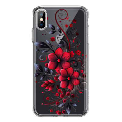 Mundaze Case for Apple iPhone XR Black Red Love Flowers