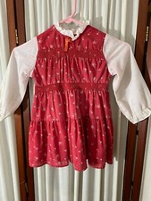 1970's Little Girl's Dress - M-Red Calico Print w/Smocking -VG- ADORABLE- SALE