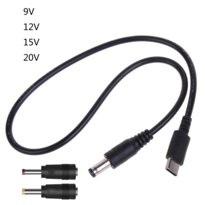 UsbC Male to DC5.5x2.1mm 9V 12V 15V 20V Devices Charging Cable Power Cord 40CM