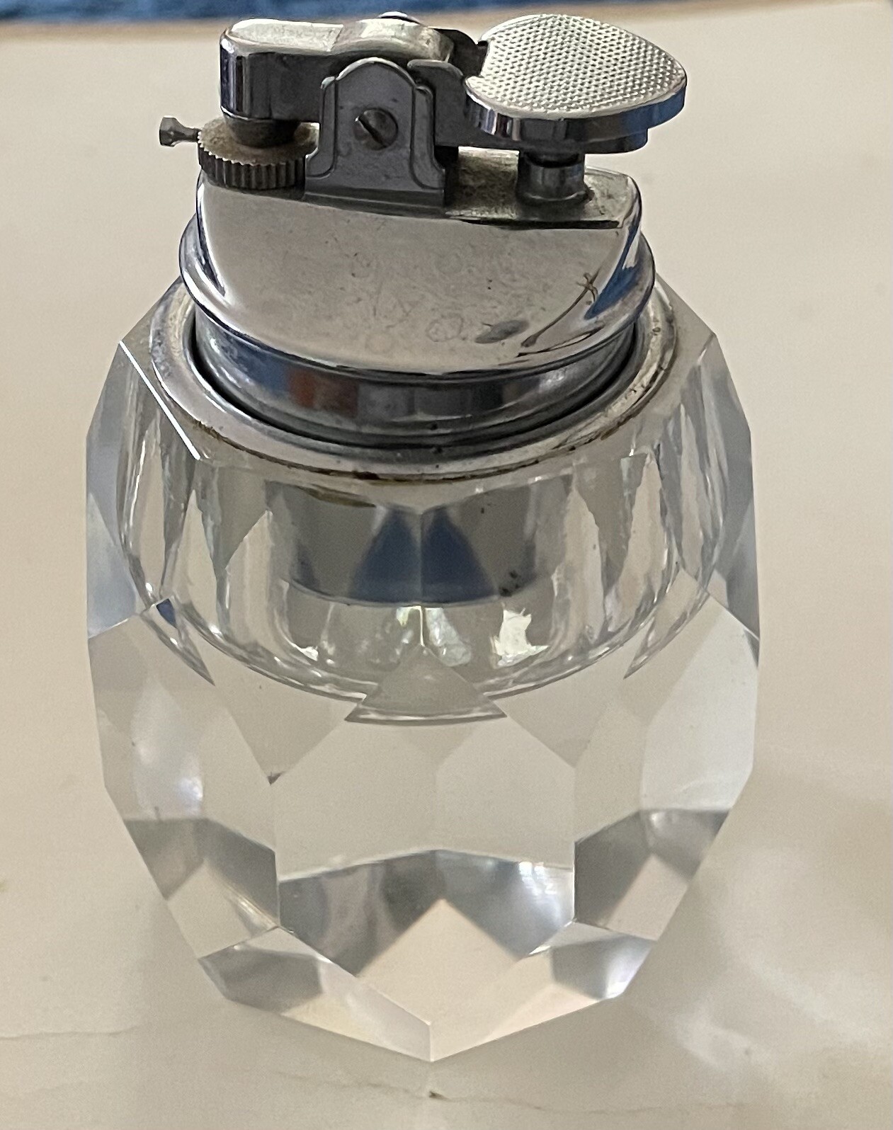 Hand  Cut CRYSTAL Table/Cigarette LIGHTER, NESOR Vintage