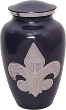 Navy Blue Cremation Urns with Bag Adult Beautiful Engraved Jar for Human Ashes