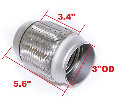DIY 3x5.5 Inch Stainless Steel Double Braided Flex Pipe – Universal Exhaust Connector