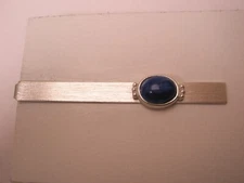 2-9/16" Blue Cabochon Vintage ANSON LARGE Tie Bar Clip quality simple