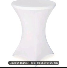 Housse de table de cocktail en spandex blanc - Nappe ronde en polyester.