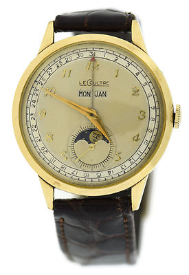 LeCoultre Vintage Triple Date Calendar Moonphase 10K Gold Filled