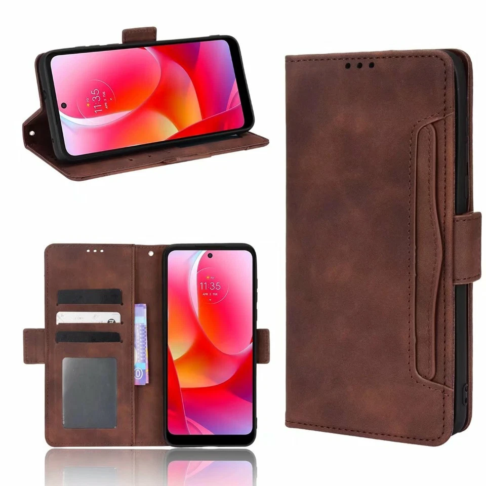 For Motorola Moto G Power 2022 Retro Leather Wallet Flip Case + Screen Protector - Image 3 of 4