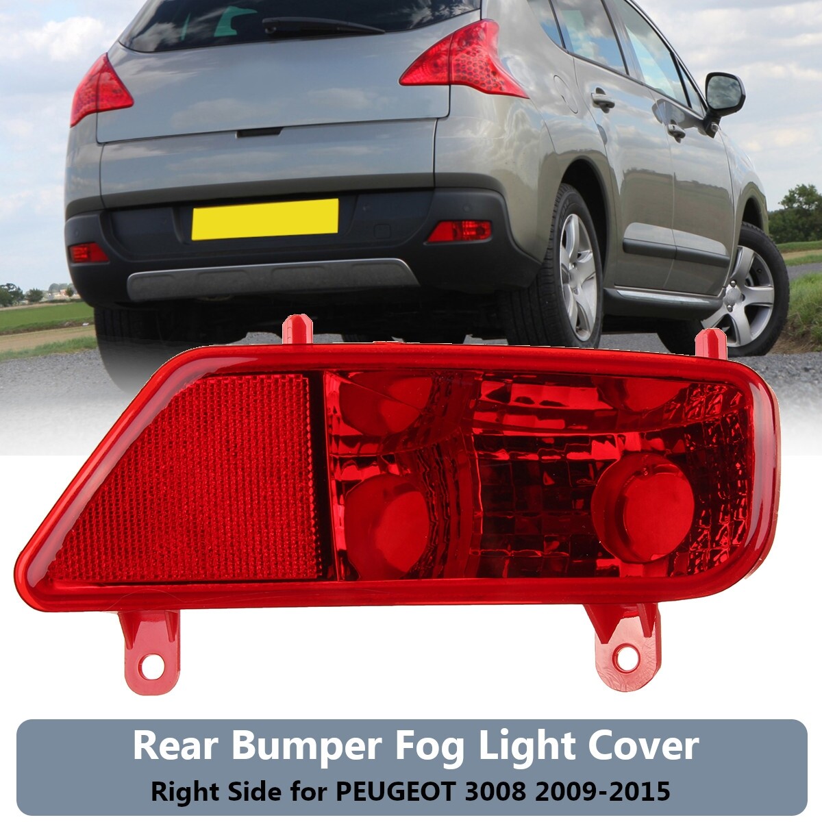 Right Rear Bumper Fog Light Lamp Cover Case Shell For Peugeot 3008