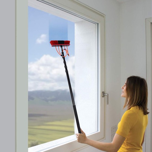 Herramienta telescópica de cepillo de limpieza de poste alimentado por agua para limpieza de panel solar de ventana - Imagen 4 de 23