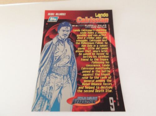 Topps Star Wars Finest 1996 "LANDO CALRISSIAN" #9 Chrome Trading Card - Picture 2 of 2