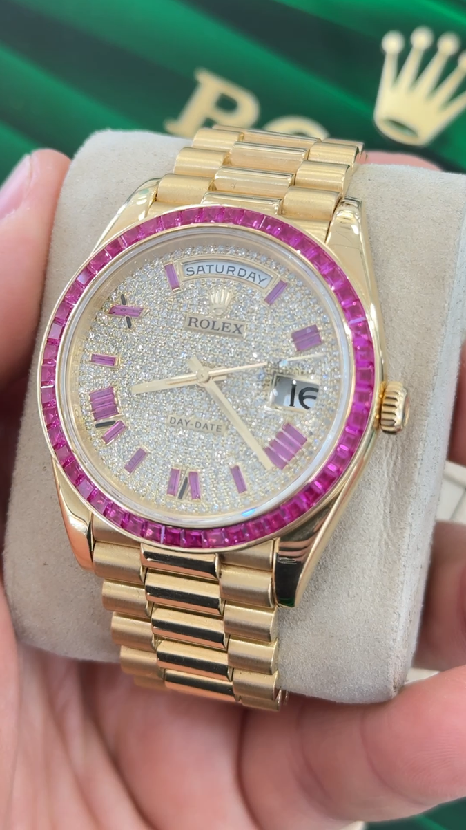 Rolex Day-Date 40 228238 18K Yellow Gold Custom Bezel and Diamond
