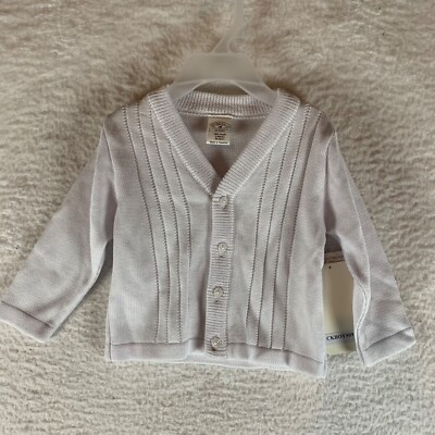 Little Things Mean A Lot White V-Neck Button Front Baby Cardigan Size 9 Mos NWT