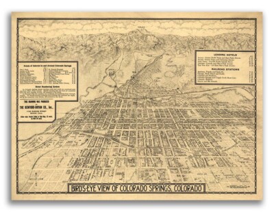 Colorado Springs Colorado 1909 Historic Panoramic Town Map - 18x24