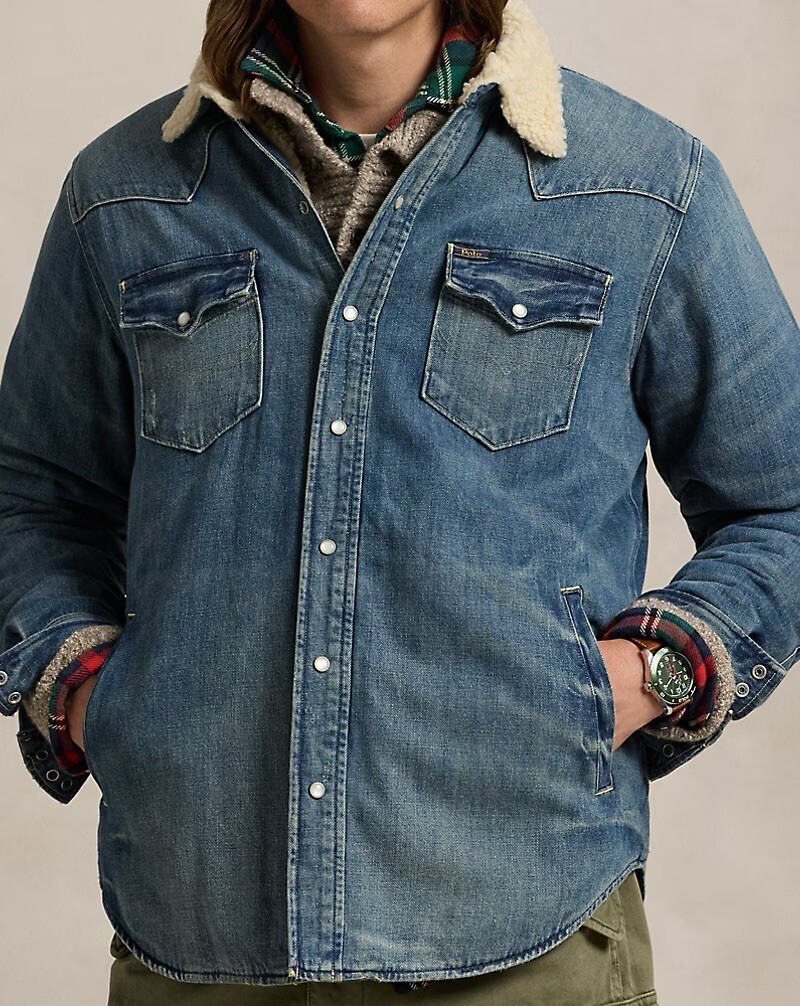 Polo Ralph Lauren Fleece-Lined Denim Western Shirt Jacket Sherpa