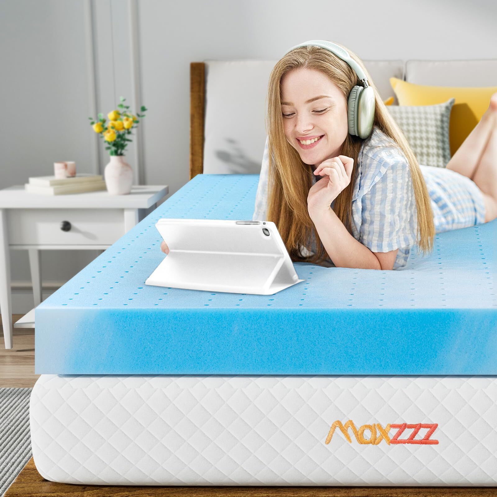 3 Inch Memory Foam Mattress Topper Queen, Gel Foam Mattress Topper Queen for ...