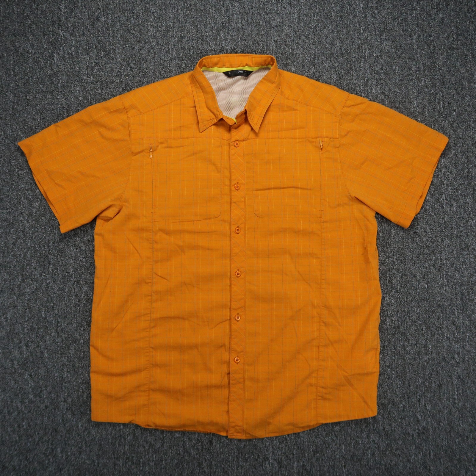 ARC'TERYX Arcteryx Camicia Uomo Grande Arancione Plaid Leggera Zip Tasche Escursionismo Outdoor