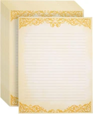 48-Pack Vintage-Style Lined Stationary Paper for Writing Letters, Antique, Old F